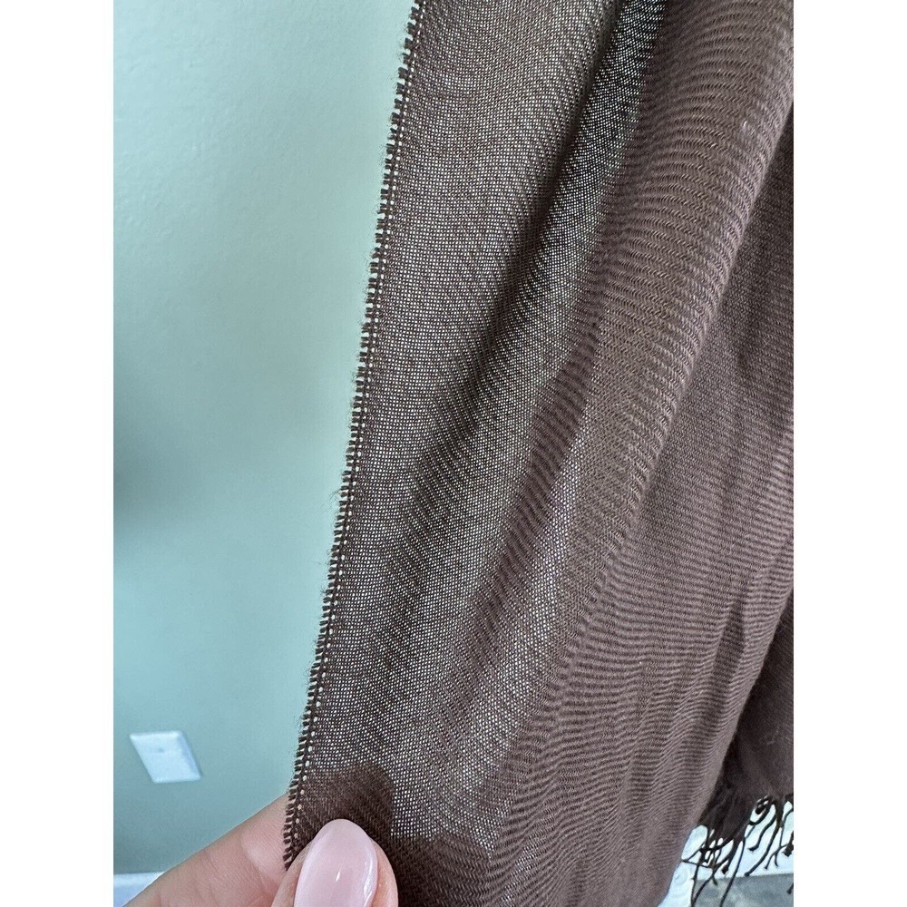Cashmere Scarf Italy Brown Fringe Long 70”x 29” Classic Fringe Raw Edge Unisex - Picture 2 of 6
